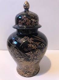 Vintage Japanese Tenmoku-kiku Ginger Jar with lid | eBay