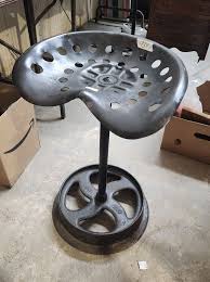 Metal tractor seat stool, on Massey-Harris wheel - 28"H ...