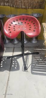 Vintage Tractor Seat Bar Stool Chair Red Steel Need Repaint ...