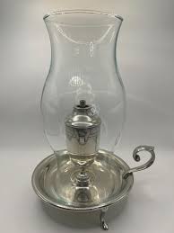 Vintage Shirley Williamsburg Pewter Oil Lamp With Hurricane ...