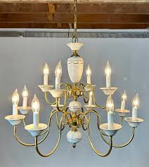 1970's Porcelain & Brass 12 Arm / Light French Style ...