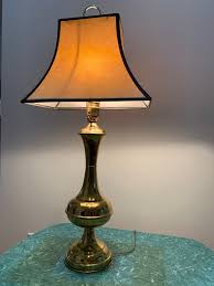 Midcentury Brass Table Lamp W Shaped Shade Approx 25"h Brass ...
