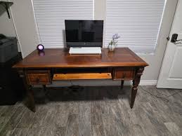 Executive Wood Office Desk – Fold Down Keyboard Tray + Cord ...
