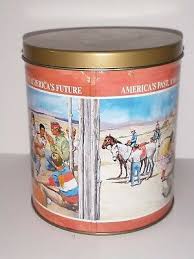 VTG Trails End Popcorn Tin Americas Past Future Native ...