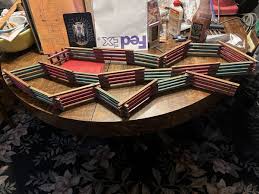 Vintage Christmas Wood Fence Putz Village Split Rail Green Red Folding 9 FT. | eBay