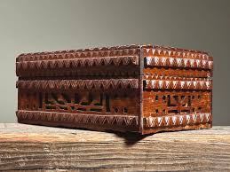 Antique Tramp Art Hand Carved Fretwork Lidded Box | Chairish