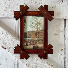 Antique Tramp Art Frame With Decorative Buttons Approx 5 X 8 Frame Vintage - Etsy