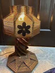 Large 70's Vintage Popsicle Stick Lamp Lights up Works Great ...
