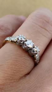 Art-Deco Three-Stone 0.30ct Old European Cut Diamond Ring in ...