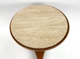 Sold at Auction: VINTAGE KITTINGER TRAVERTINE TOP SIDE TABLE