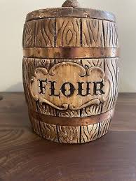 Vintage 1960s Treasure Craft Barrel Flour Canister Jar USA ...