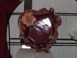 Vintage Ceramic Mauve Leaf Trinket Dish With Pink Rose Green ...