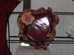 Vintage Ceramic Mauve Leaf Trinket Dish With Pink Rose Green ...