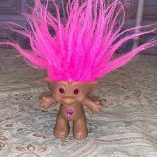 ace | Other | 3 Ace Treasure Troll Pink Hair Eyes And Heart Shaped Jewel Euc | Poshmark