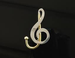 Vintage Taxco G Clef Sterling Silver and Brass Brooch, Music ...