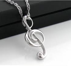 Sterling Silver Treble Clef Music Note Pendant Charm ...