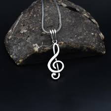 Treble Clef Silver Pendant, 925 Sterling Silver Necklace ...