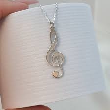 Personalized Sterling Silver Treble Clef Name Necklace ...