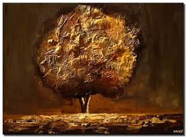 Gold Tree Painting On Canvas Original Modern Textured