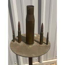 Unique Vtg Trench Art Military Shell Casing Brass Standing Ashtray Decor w/Molde | eBay