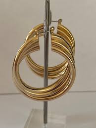 Vintage Gold-tone Hoop Earrings - Etsy