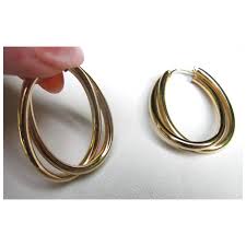 Large Vintage 14K Yellow Gold Hoop Earrings 5.12 Grams. For Sale at Ruby Lane