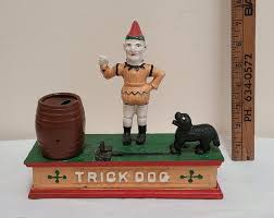 Vintage 1950s Dog and Clown Cast Iron Mechanical Bank - Etsy