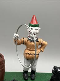 Clown Cast Iron Trick Dog Coin Bank Jumping Through Hoop Works mechanical | eBay
