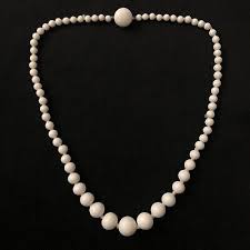 White Hand-Knotted Glass Bead Necklace | eBay