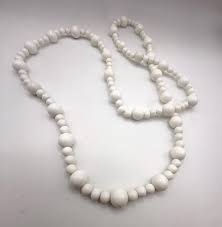 Vintage Long White Milk Glass Beaded Necklace - Etsy Israel