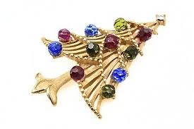 Sweet Crown Trifari Multicolor Glass Pink Blue Green Christmas Tree Brooch | eBay