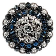 Montana-Graphite Coloma Antique Silver Rhinestone Crystal Concho - Conchos