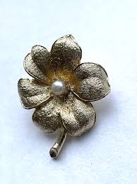 Coro Brooch Pin Pendant Gold Tone Flower Pearl Signed | eBay
