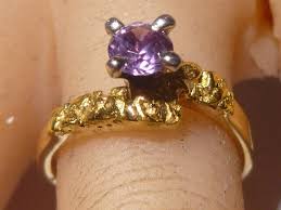 Unisex 14k 22K Solid Gold Wedding Band Nugget Ring Purple ...