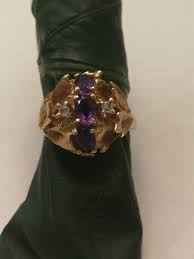 14K Amethyst and Diamond Ring - Etsy