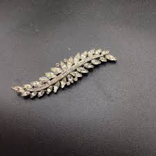 Trifari Feather Brooch Clear Rhinestones Silver Tone Rhodium ...