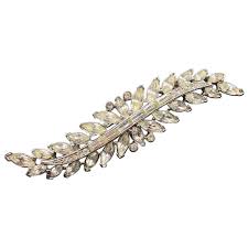 Trifari Feather Brooch Clear Rhinestones Silver Tone Rhodium ...