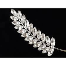Rhinestone 4 1/2 Inch Leaf Brooch Pin. For Sale at Ruby Lane