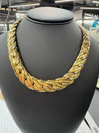 Graduated Braided Link Necklace 18 Karat Yellow Gold 87.7 Grams 17.5 Inches For Sale at 1stDibs