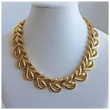 Warm Gold Tone Choker Necklace with Easy Snap Closure. For Sale at Ruby Lane