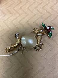 Vintage RARE Kenneth Jay Lane Reindeer Gold Tone Brooch Pin ...