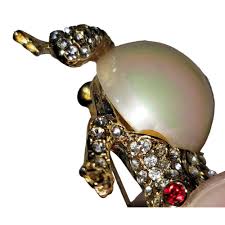 Vintage Kenneth Jay Lane Faux Pearl Pave Crystal Rhinestone ...