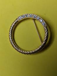 Vintage Signed Trifari Gold Tone Round Brooch Pin Pavé Textured | eBay