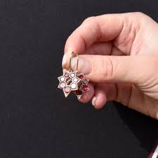 Antique Georgian Flat Cut Garnet 9ct Gold Star Earrings ...