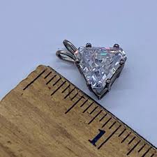 ESTATE STERLING SILVER CLEAR FACETED CRYSTAL TRIANGLE CUT ...