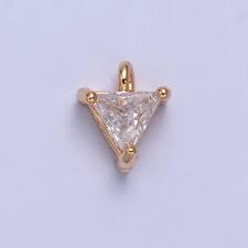 24k Gold Mini Triangle Cz Clear Stone Pendant, Add on Charm ...