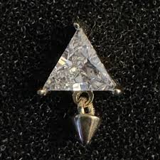 Triangle CZ w/Spear Dangle Yellow Gold Threadless End (Sun ...