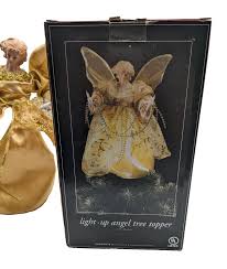 Christmas Light-Up Angel Tree Topper Gold Holiday Decor Trim ...