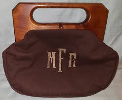 Vtg Trimingham's Bermuda bag purse, cedar handles, brown ...