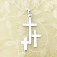 Sterling Silver Triple Cross Pendant Necklace | Baptism ...